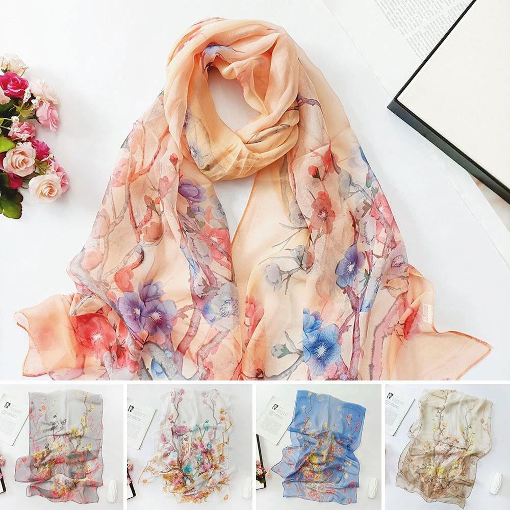 Breathable Silk Scarf Sun-Resistant Long Wraps Summer Bandana for Women
