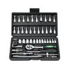 Rikopin Socket Wrench Set, 6.3mm (1/4") Drive, 72 Gears, Ratchet Handle, Car Wrench, Sleeve, Ratchet Wrench, 46 Socket Driver Combination Tool (Black)
