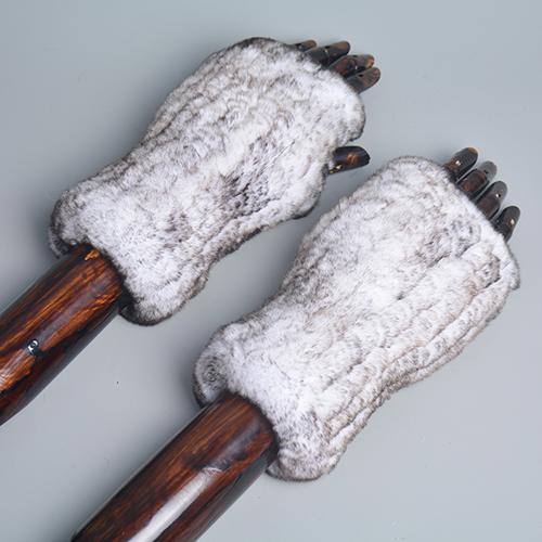 Новые женские вязаные варежки из 100% натурального меха кролика рекс, зимние теплые женские перчатки без пальцев из натурального меха, вязаные меховые варежки ручной работы