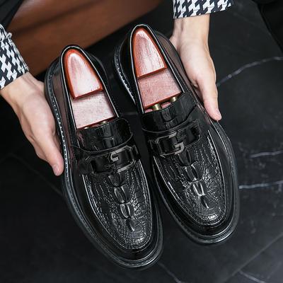 Мода Мода Мужские Вечерние Лоферы Кожаные Туфли с Узором Крокодила Предметы Роскоши Мужские Туфли-Слипоны Мужские Элегантные Мокасины Повседневные Черные Туфли