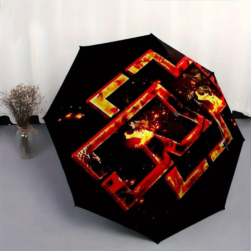 1pc Flame Cross Rammstein Themed High-quality Umbrella,Automatic Opening and Closing Umbrella,Multi-functional Umbrella G0811012