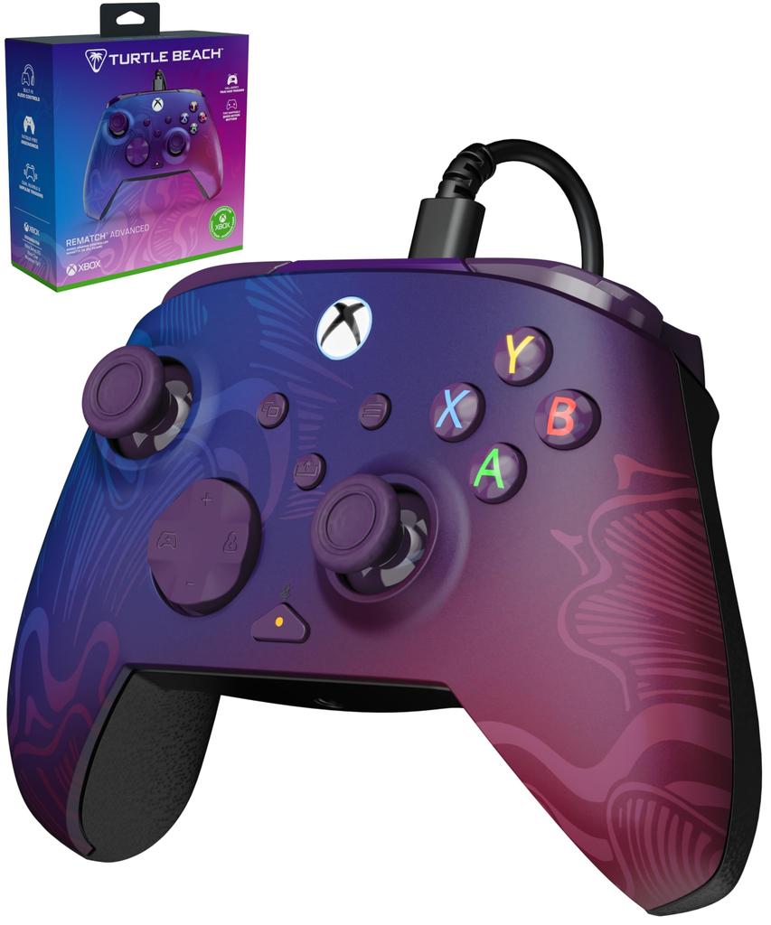 TURTLE BEACH Controller REMATCH ADVANCED Purple Fade Wired Gamepad for Xbox Series PC Remapping Hair Triggers Dual Vibration Ergonomic Design Audio