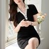 Polo Neck Dress for Women, Summer Pure Cotton New Style Waist-hugging Pure Sexy Short Skirt