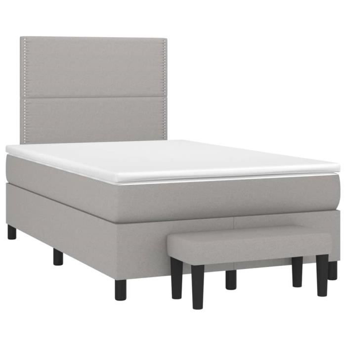 3136501 vidaXL Divan Bed with Mattress Light Grey 120x200cm Fabric