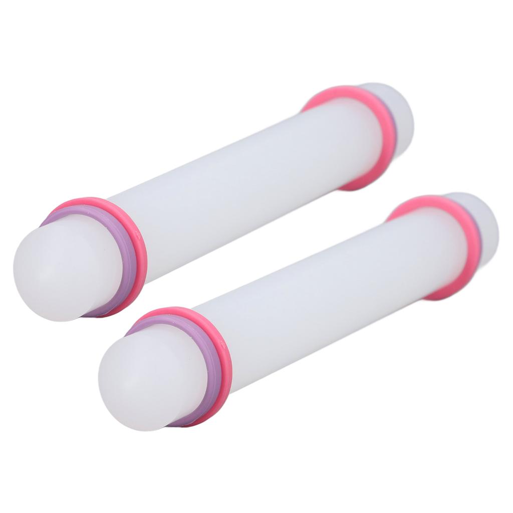 2Pcs Plastic Rolling Pin Safe Durable Sturdy Plastic Nonstick Surface Wide Application Small Rolling Pin