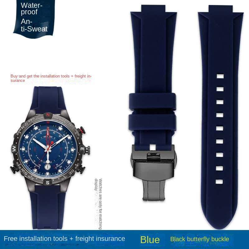 Выпуклый ремешок для часов Силиконовый браслет для timex T2N738 T2N739 T2N720 T2N721 T49706 Ремешок для часов с бабочкой Резиновый ремешок 24X16 мм
