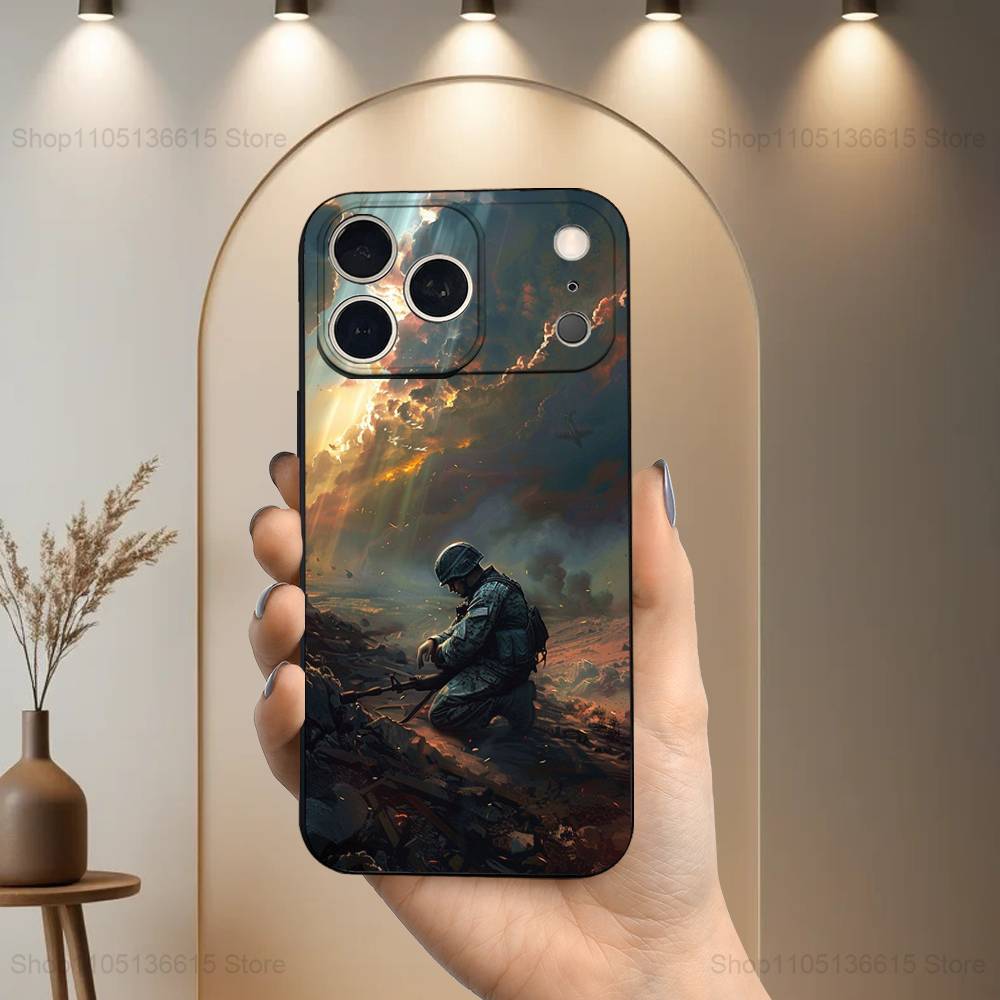 Крутой Чехол Спецназ Армии Для iPhone 12,14,15,16,11,17,13,X,Mini,SE,XS,Plus,Pro,Max,8,7,XR,Мягкий Силикон Черный