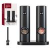 Happykau Electric Pepper Mill, 2-Piece Set, Adjustable Coarseness, One-Hand Operation, Battery-Operated, Lightweight, for Salt, Rock Salt, Pepper, and