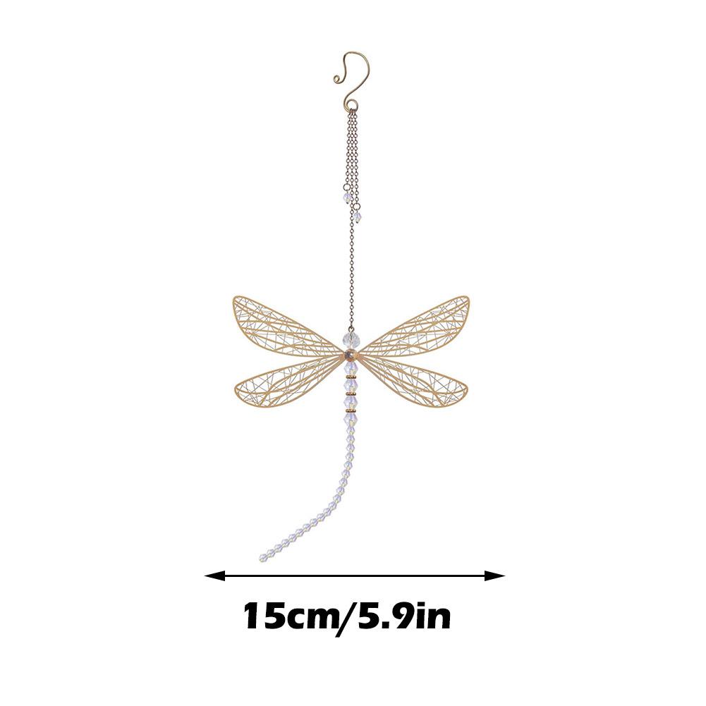 Creative Metal Wing Dragonfly Crystal Suncatcher Garden Wind Chimes Butterfly Home Decor Window Car Ornaments