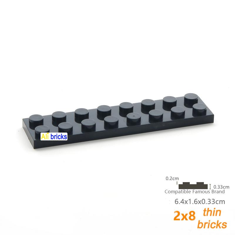 80 шт. объемных строительных блоков, тонкие фигурки, кирпичи 2x8 точек, 13 цветов, образовательные, креативные, совместимые с 3034 игрушками для детей