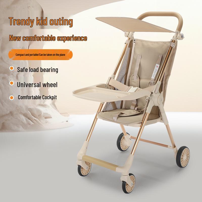 Lightweight High Landscape Baby Stroller with Tray | One-Button Fold & Portable Design