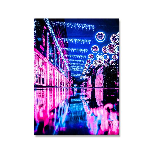 Холст Wall Art HD Ночной вид Уличные принты Плакаты Украшение дома Ночное дерево Симпатичная картина Спальня Модульная рамка для фотографий