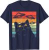Funny Cat Tee Galaxy Cat Unisex Shirt Spaceship Alien Cat Ufo Wounisex Tshirt Cotton Four Seasons Daily Shirts For Unisex