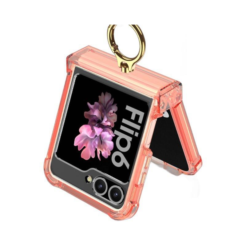 Ring Holder Stand Z Flip7 Shockproof Airbag Hinge Foldable Phone Case Clear Protective Cover