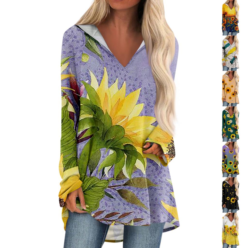 Женские свободные топы с V-образным вырезом и капюшоном с длинными рукавами, повседневные топы, домашние пижамы для отдыха, топы