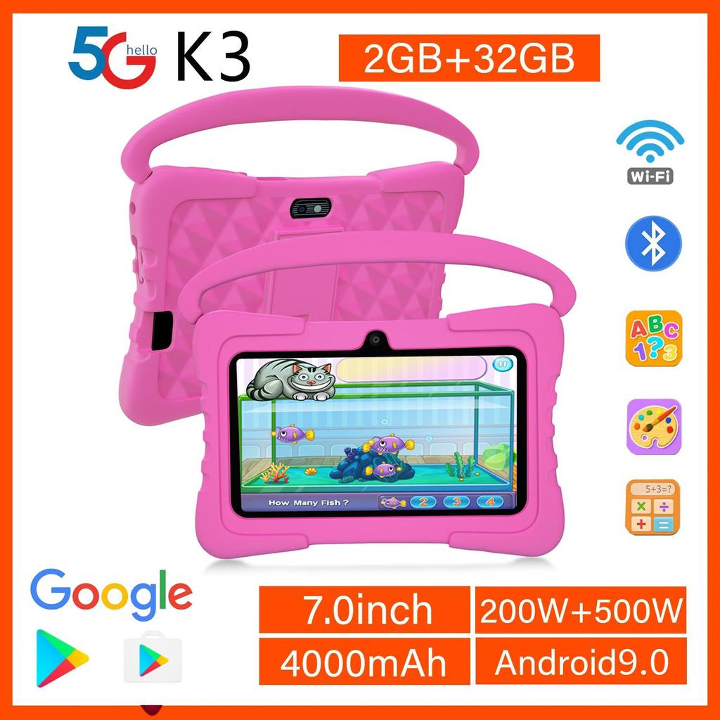 2024 Новый детский планшет BDF 7 дюймов Android 9.0 32 ГБ ПЗУ 5G WiFi планшеты