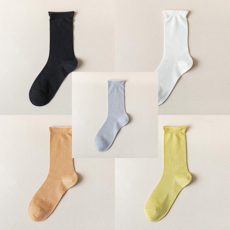 5 пар/комплект женские носки весна-лето Harajuku однотонные носки женские хлопковые дышащие носки средней длины Calcetines Mujer новые