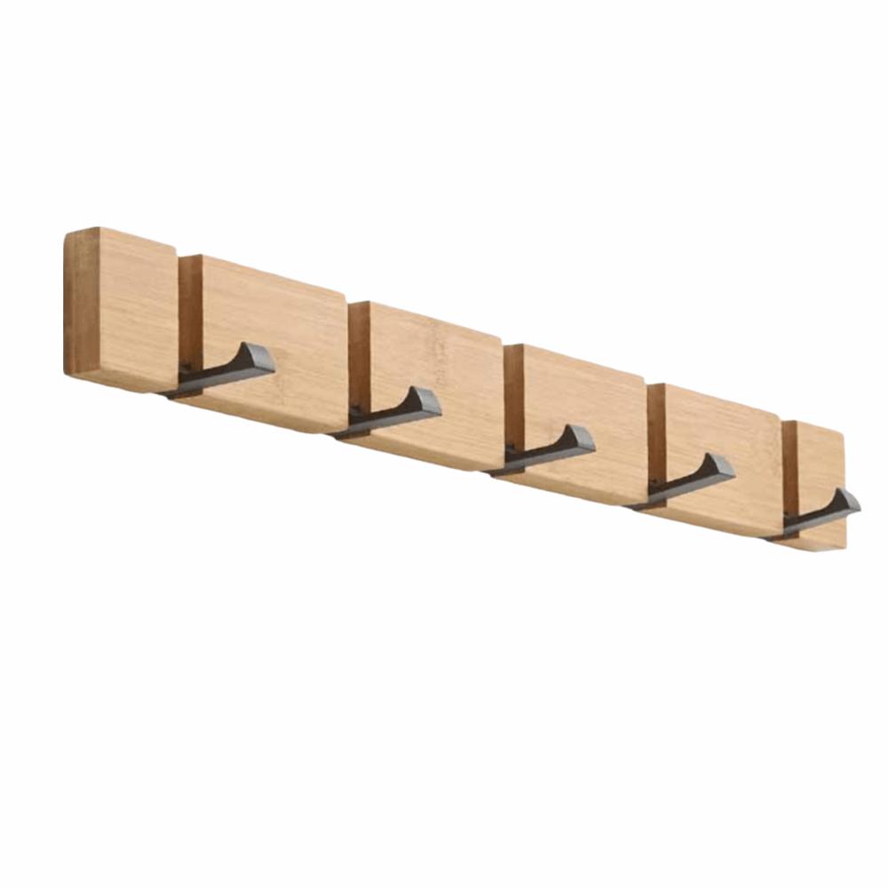 3/4/5 Hooks Bamboo Wall Mounted Hooks Creative Towel Rack Door Back Hook Rack Bedroom Organization