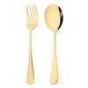 2Pcs Mirror Gold Cutlery Set Service Spoon Fork Dinnerware Cutlery Set Stainless Steel Kitchen Buffet Dinner Restaura Tableware