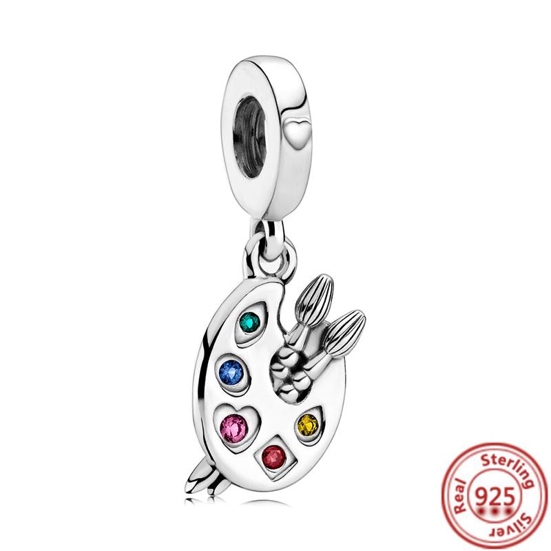 925 Copper Love Dreams Palette Crayon Music Guitar Piano Sports Pendant Beads Fit Original Pantaro Charms Bracelet DIY Zircon