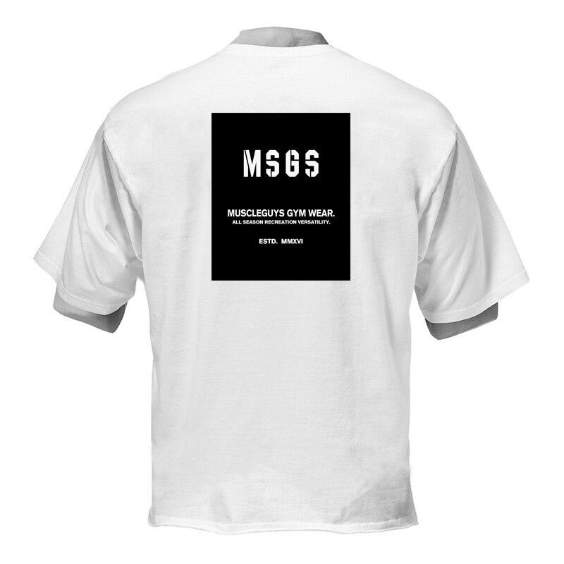Muscleguys Мужская удобная футболка с коротким рукавом, принт на спине, летняя свободная футболка с коротким рукавом, трендовая уличная одежда для бодибилдинга