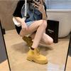 Модная женская обувь осень и зима ботинки Мартин британский стиль высокие ретро рабочие ботинки локомотивы толстая подошва большие желтые ботинки короткие ботинки