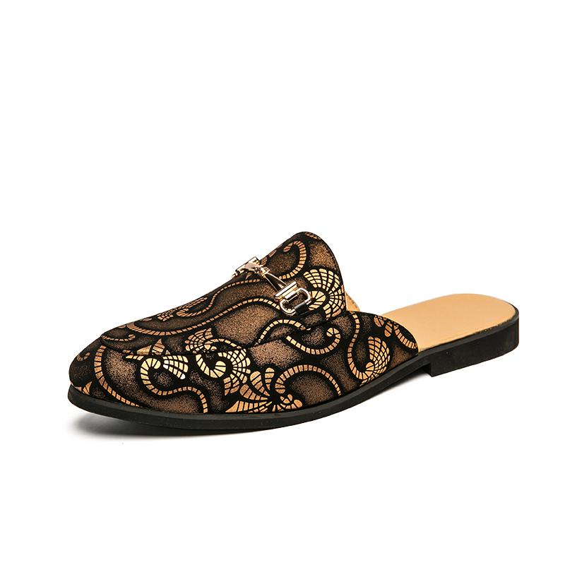 Модные новые мужские туфли, черные мужские полутапочки, высококачественная кожаная повседневная обувь, кожаные мокасины Baotou, легкие сандалии на плоской подошве