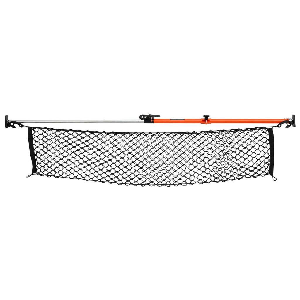 Cargo Bar, Ratcheting Cargo Bars Adjustable from 1016mm to 1854mm, Heavy-duty Steel Cargos Stabilizer with Storage Net & Divider Bar, Telescoping Load