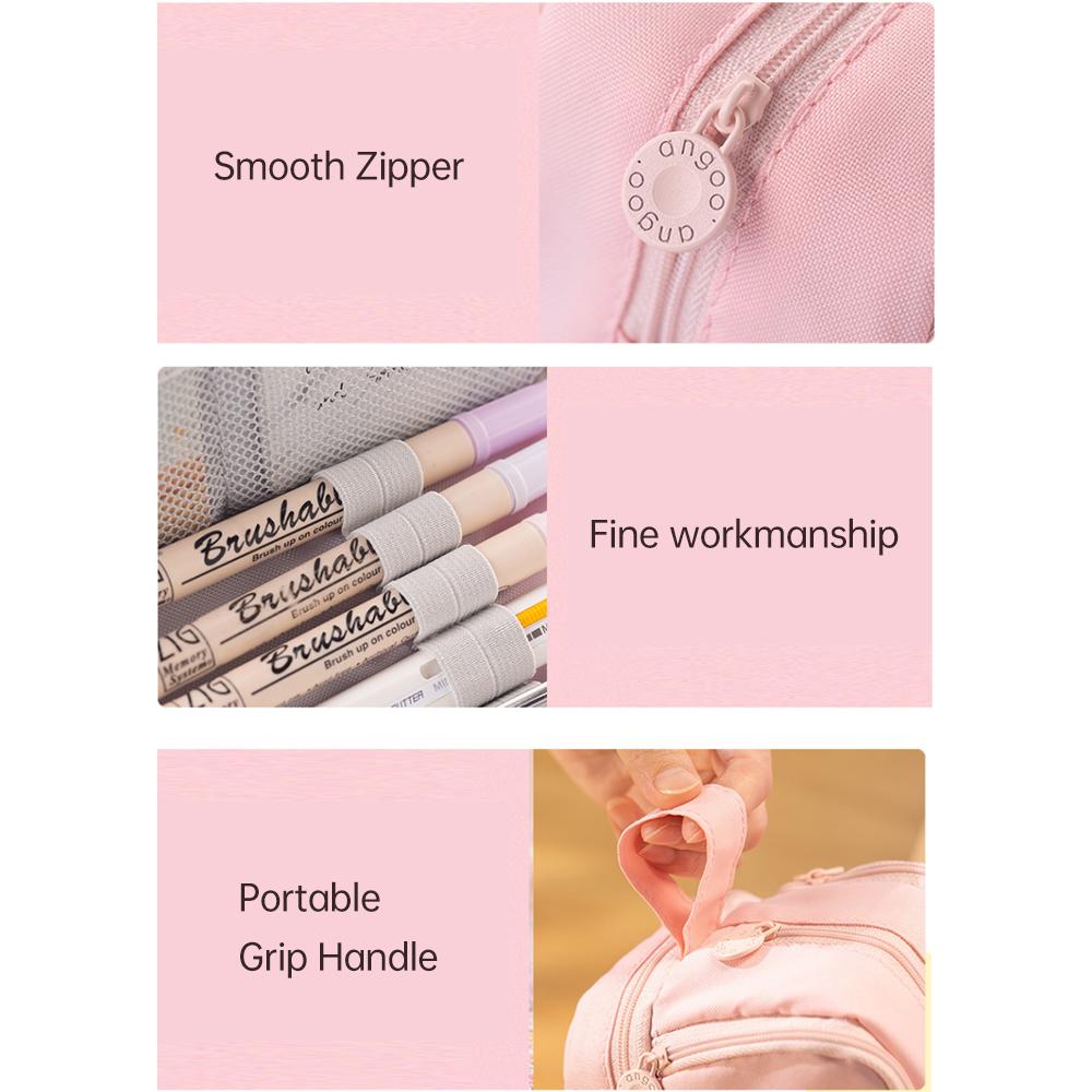 Милый пенал большой емкости, пенал, прочный и легко чистящийся, канцелярские принадлежности, карман на молнии