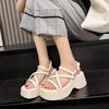 European Station Platform Muffin Shoes Roman Sandals Women's Summer 2025 New Small High Heels