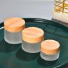 5G-100G Frost Glass Cream Bottle с деревянной крышкой портативная пустая бутылка для ухода за кожей гель сыворотка контейнер косметический дозатор инструмент