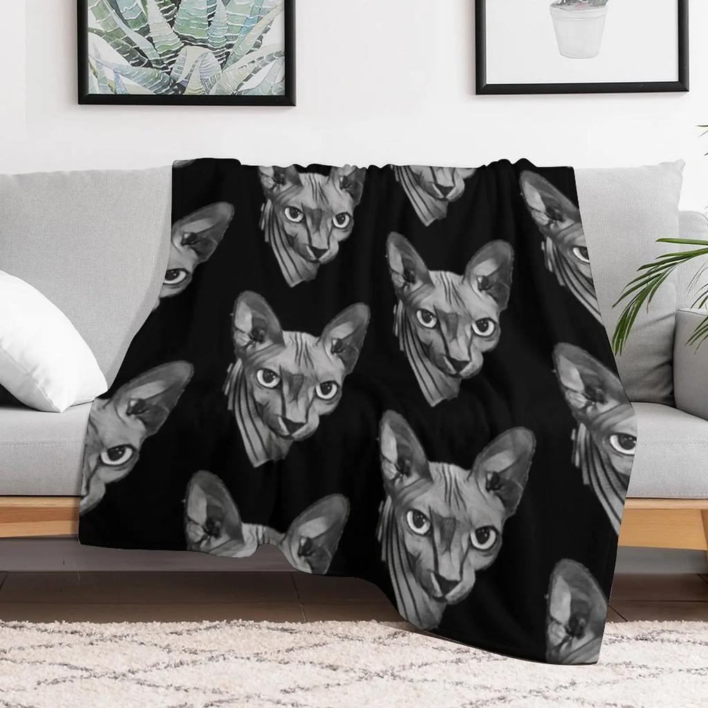 Canadian hairless Sphynx cat Throw Blanket Soft Breathable Blanket for Night Sleeping