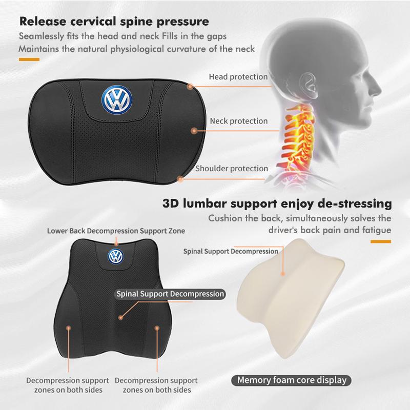 Hub Caps For Volkswagen VW Car Headrest Lumbar Support Memory Cotton Fatigue Relief Cushion Scirocco Jetta Beetle Golf 4 5 6 Pas