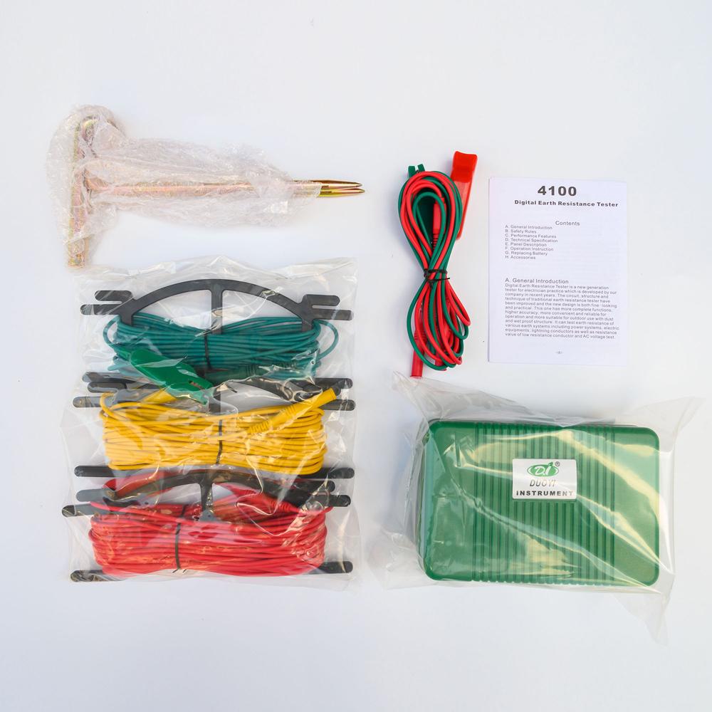 DUOYI DY4100 Тестер сопротивления заземления Цифровые мегомметры Молниезащита Сопротивление заземления