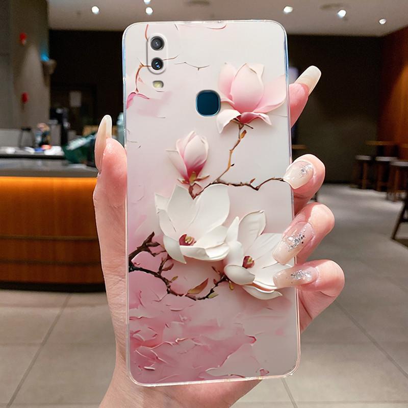 Для VivoY11 2019 Задняя крышка Vivo 1906 Корпус Vivo Y11 2019 Чехол Модный Роскошный Бабочки Цветы Прозрачный Мягкий ТПУ Желе Чехол для Телефона