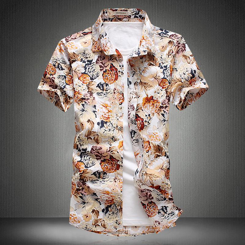 Stylish Summer Casual Floral Short Sleeve Shirt For Men In Plus Sizes With Comfortable Fit