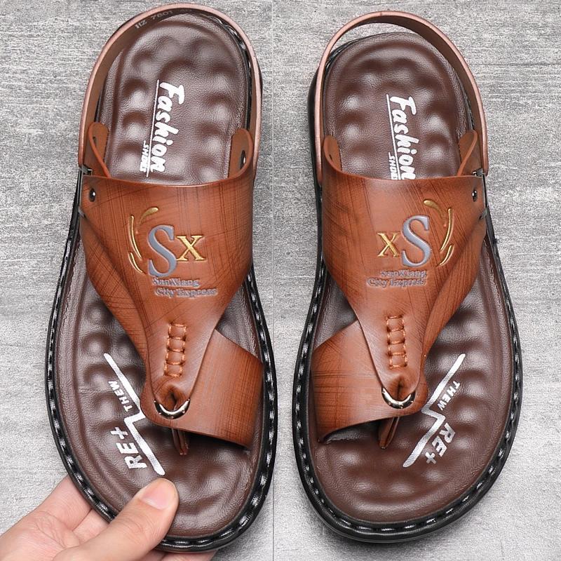 Sell New High Quality Summer Men Sandals Casual  Genuine Leather Leisure Sandals Designer Shoes Men  Slides Men
