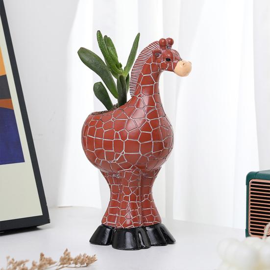 Цветочный горшок из смолы, высокопрочный, небьющийся, в форме животного, забавный, для дома и улицы, украшение стола