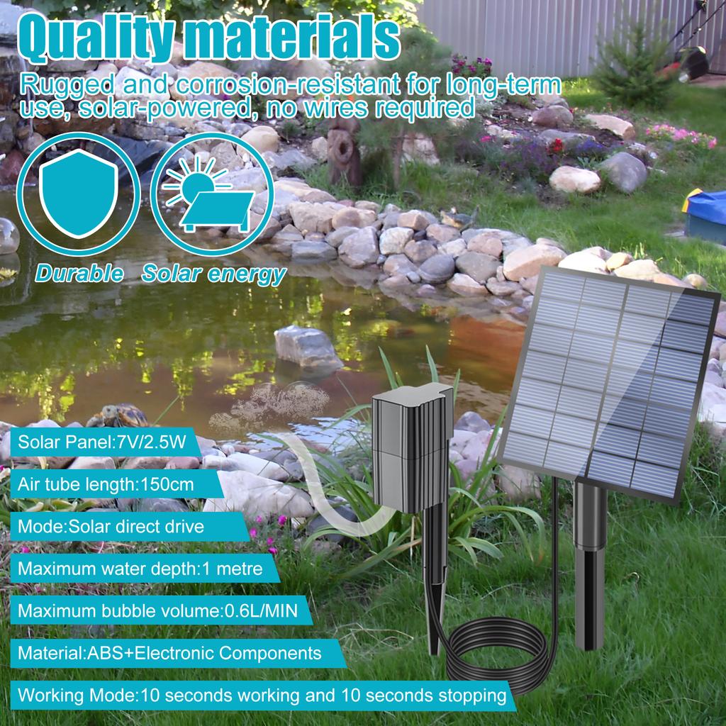 Солнечный кислородный насос 7 В/2,5 Вт эффективный солнечный воздушный насос для наружного пруда с рыбой, резервуара для хранения, аквариума, оксигенатор, солнечный аэратор для пруда