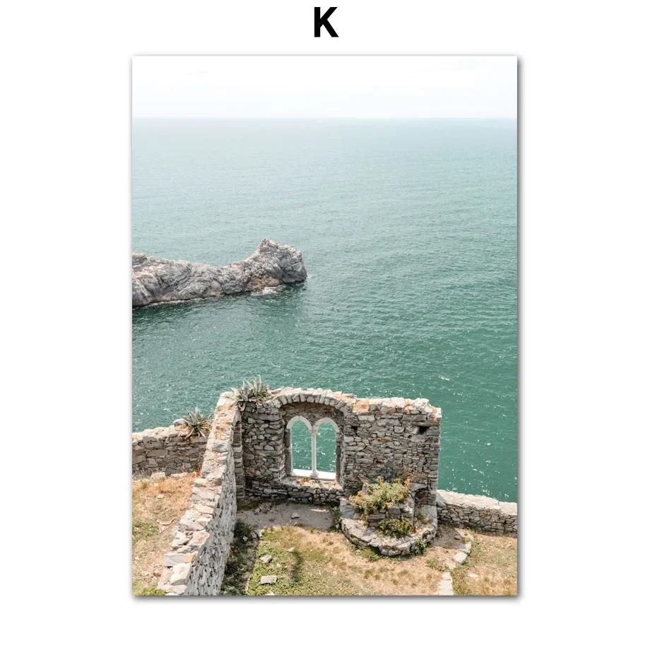 Italy Cinque Terre Sea Town Boat Fruit Tree Nordic Wall Art Canvas Painting Posters And Prints Pictures For Living Room Decor