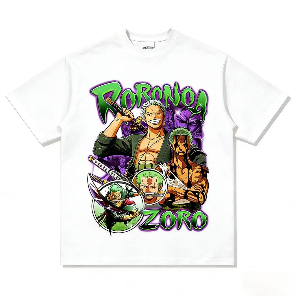ONE PIECE Roronoa Zoro Anime Mens Summer Tshirt Street Hip Hop Loose Casual Y2K Creative Printed ParentChild Top