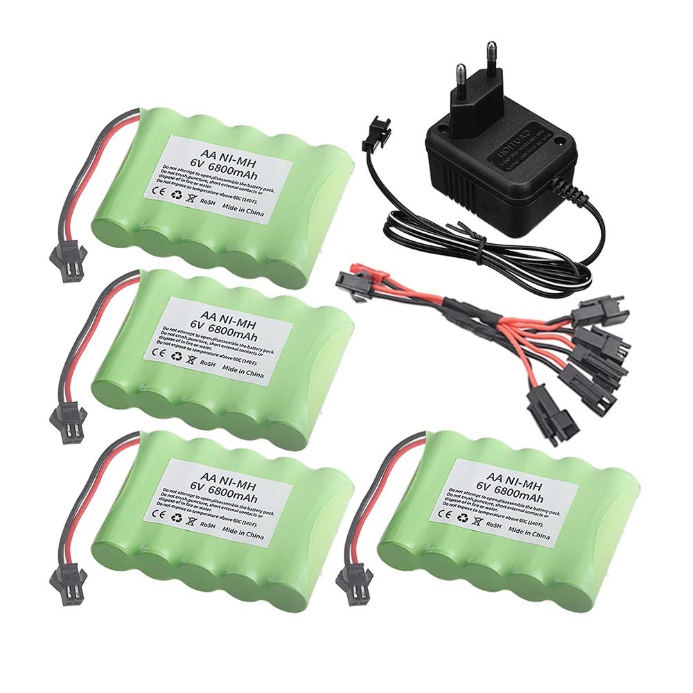 (SM PLUG) 6V 6800mAh NiMH Battery with USB Charger For Rc Toys Cars Tank Truck Robot Boats AA Ni-MH 6v Rechargeable Battery Pack