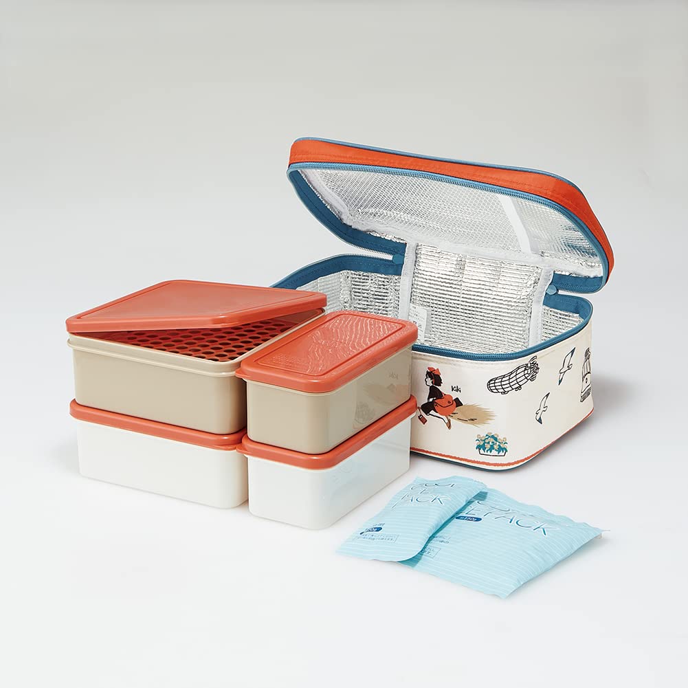 Skater Outdoor Lunch Box with Cooler Bag and Ice Delivery Service Studio Made In Packs, Kiki's 23, Ghibli, Japan, 3440ml, KCPC4-A