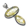 Golden Rutile Gemstone Handmade 925 Sterling Silver Jewelry Pendant 2.88" Q5y95