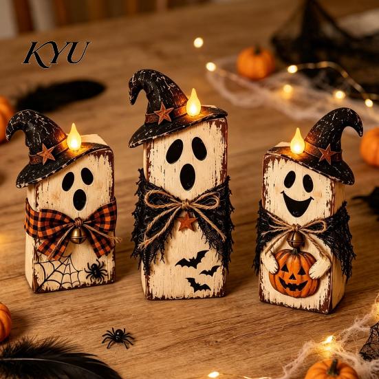 Tiered Tray Decorations 3Pcs Rustic Wooden Halloween Cat Tabletop Decor, Farmhouse Black Figurine Versatile Thanksgiving Autumn Ornament with