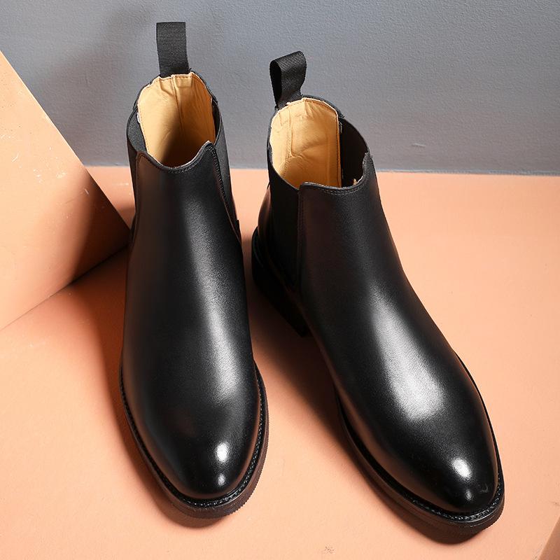 Men'S Classic Retro Chelsea Boots Genuine Leather Men Fashion British Style Short Ankle Boot Mens Casual High-Top Shoes