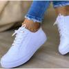 Plus Size Lace-up Women's Casual Shoes - Spring/Summer 2021, Round Toe, Flat Heel, Solid Color