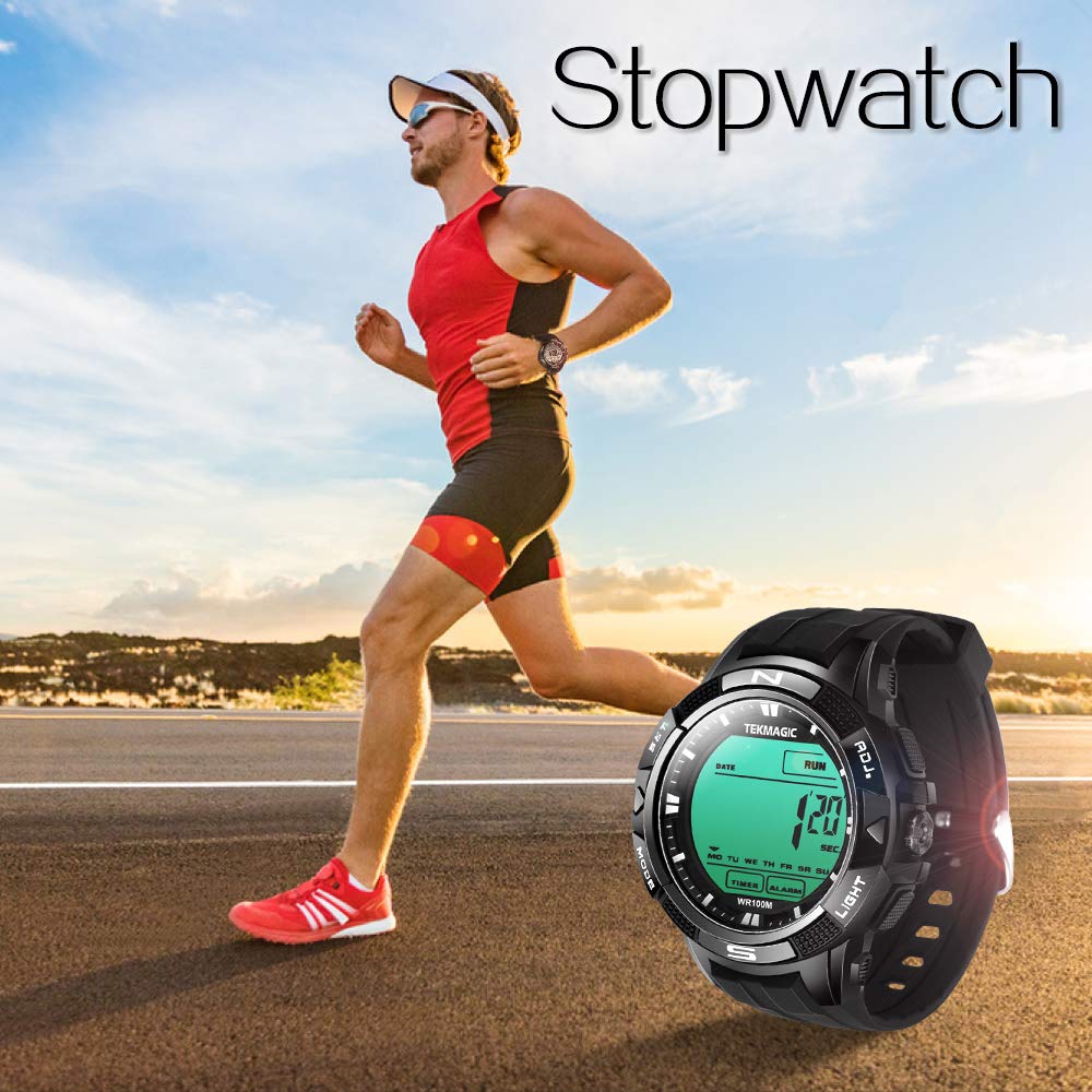 TEKMAGIC Digital Sports Dive Watch водонепроницаемые наручные часы 10 ATM с электролюминесцентной подсветкой и функцией почасового сигнала
