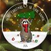 Animal Christmas Ornament 2D Flat Acrylic Ornament Cartoon Santa Hat Animal Hanging Decoration for Christmas Tree Mantel