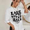 Love Never Falls Womens Short Sleeve Summer Breathable Cool Tops All-math Loose Clothes Street Hip Hop Female Cotton Tee Shirts
